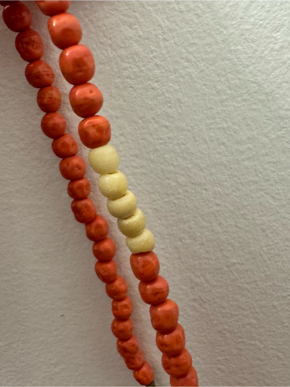 Orange and Cream Beaded Necklace Strand